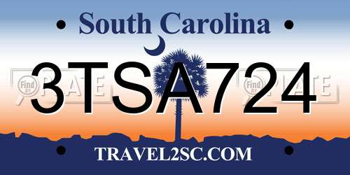 3TSA724 South Carolina License Plate