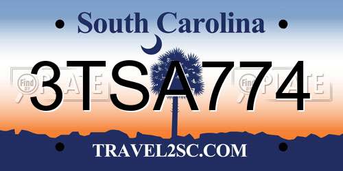 3TSA774 South Carolina License Plate