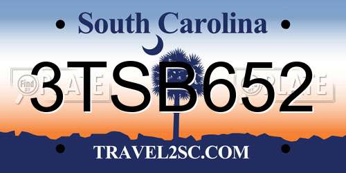 3TSB652 South Carolina License Plate