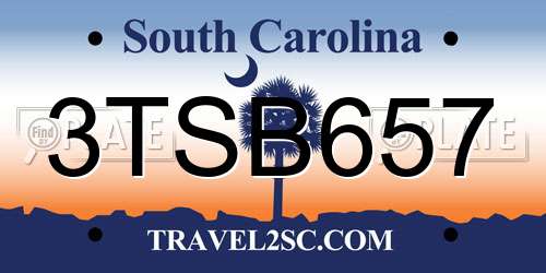 3TSB657 South Carolina License Plate