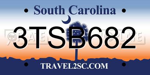 3TSB682 South Carolina License Plate