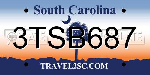 3TSB687 South Carolina License Plate
