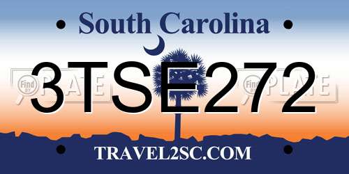 3TSE272 South Carolina License Plate