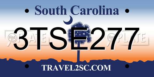 3TSE277 South Carolina License Plate