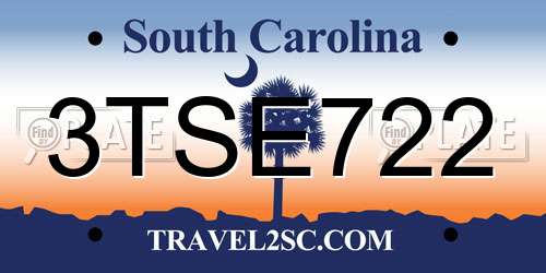 3TSE722 South Carolina License Plate