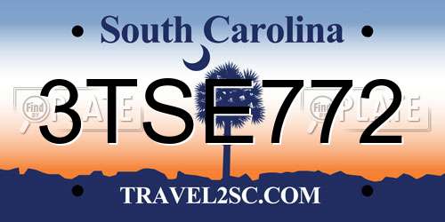 3TSE772 South Carolina License Plate