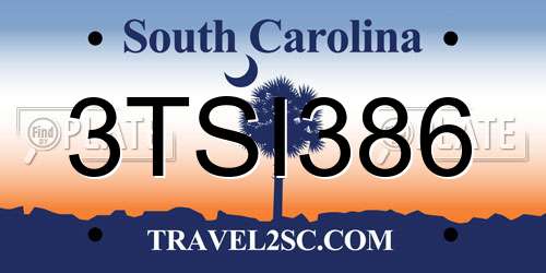 3TSI386 South Carolina License Plate