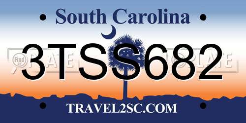 3TSS682 South Carolina License Plate