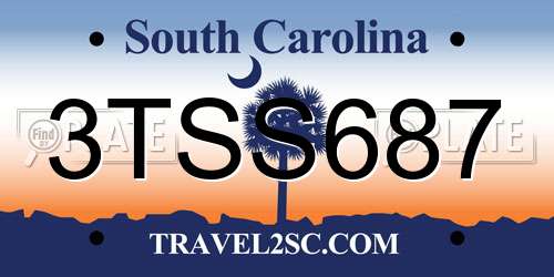 3TSS687 South Carolina License Plate