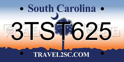 3TST625 South Carolina License Plate