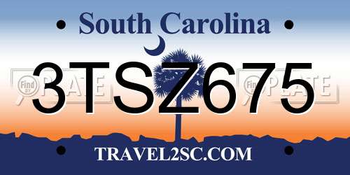 3TSZ675 South Carolina License Plate