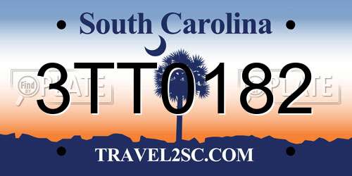 3TT0182 South Carolina License Plate