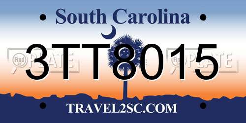 3TT8015 South Carolina License Plate