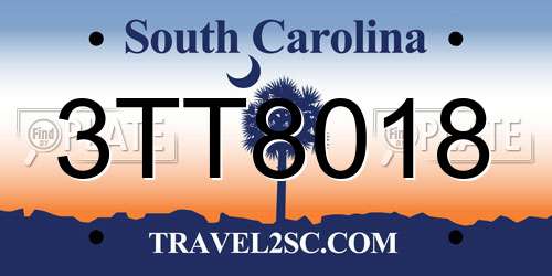 3TT8018 South Carolina License Plate