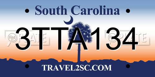 3TTA134 South Carolina License Plate