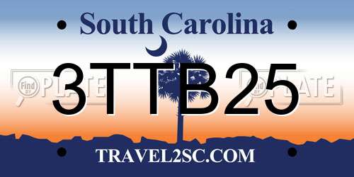 3TTB25 South Carolina License Plate