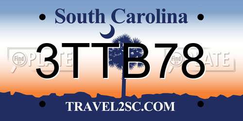 3TTB78 South Carolina License Plate
