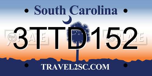 3TTD152 South Carolina License Plate