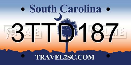3TTD187 South Carolina License Plate