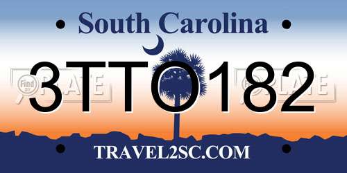 3TTO182 South Carolina License Plate