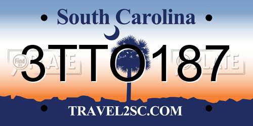 3TTO187 South Carolina License Plate