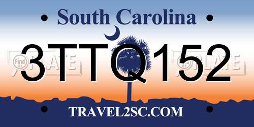 3TTQ152 South Carolina License Plate