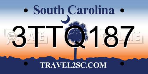 3TTQ187 South Carolina License Plate