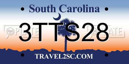 3TTS28 South Carolina License Plate