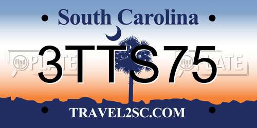 3TTS75 South Carolina License Plate