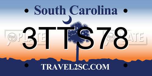 3TTS78 South Carolina License Plate