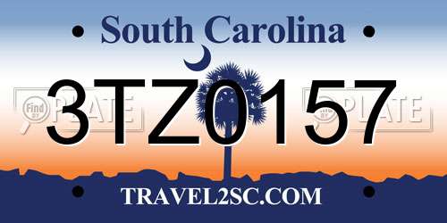 3TZ0157 South Carolina License Plate