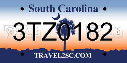 3TZ0182 South Carolina License Plate