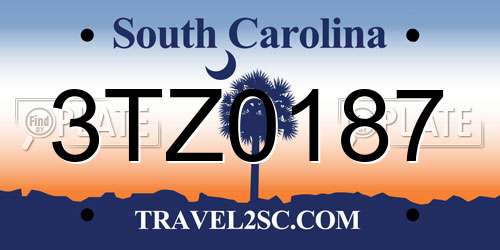 3TZ0187 South Carolina License Plate