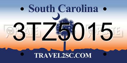 3TZ5015 South Carolina License Plate