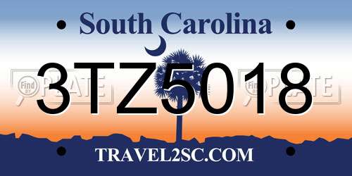 3TZ5018 South Carolina License Plate