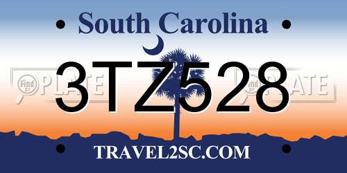 3TZ528 South Carolina License Plate