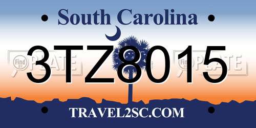 3TZ8015 South Carolina License Plate