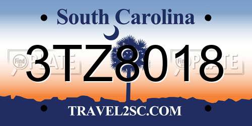 3TZ8018 South Carolina License Plate