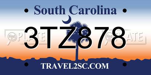 3TZ878 South Carolina License Plate
