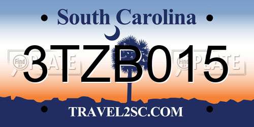 3TZB015 South Carolina License Plate