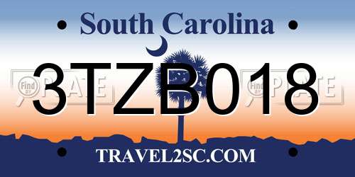 3TZB018 South Carolina License Plate