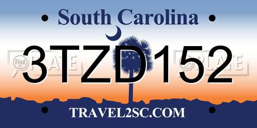 3TZD152 South Carolina License Plate