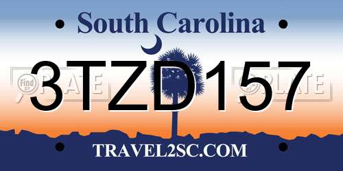3TZD157 South Carolina License Plate