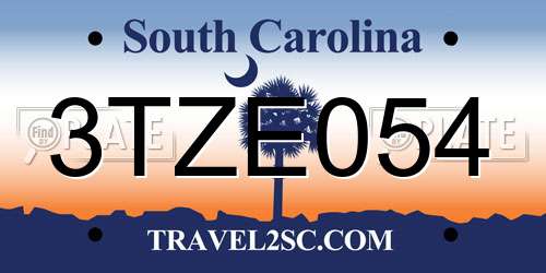 3TZE054 South Carolina License Plate