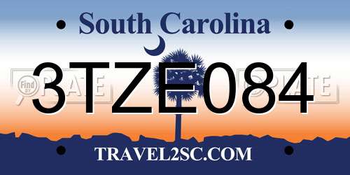 3TZE084 South Carolina License Plate