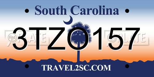 3TZO157 South Carolina License Plate