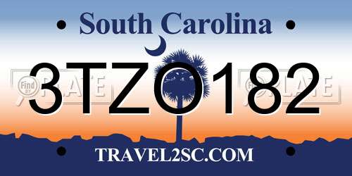 3TZO182 South Carolina License Plate