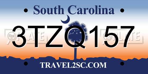 3TZQ157 South Carolina License Plate