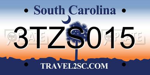 3TZS015 South Carolina License Plate