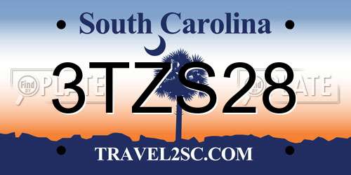 3TZS28 South Carolina License Plate